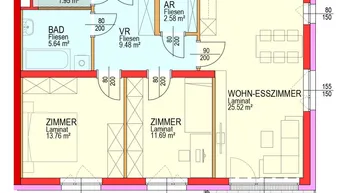 Expose  Top07-Erstbezug-3Zimmer-Obergeschoss-Balkon-2PKW-Abstellplätze-Miete mit Kaufoption 