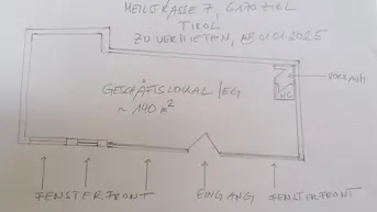 Expose Zirl, zentrale Lage, 140 m2 Geschäftslokal zu vermieten, 990.- € pro Monat incl. Betriebskosten