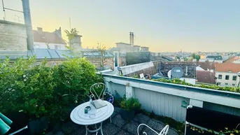 Expose Sonnige Dachterrassenwohnung, Lang-/Kurzzeitmiete, 1,5 Zimmer neben Schönbrunn, U4/U6, komplett ausgestattet u möbliert