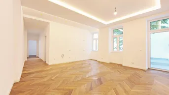 Expose ++NEU++ HIGH-END große 4-Zimmer STILALTBAU-Wohnung mit zwei Balkonen ins GRÜNE! Luxus Erstbezug, absolut ruhig in Prime-Location NÄHE Urania! U-BAHN &amp; CAT +++
