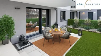 Expose 2-Zimmer Gartenwohnung | Markenküche | Fußbodenheizung | elektr. Außenbeschattung | Erdwärme
