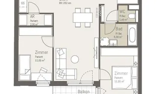 Expose PROVISIONSFREI: 3-Zimmer-Wohnung mit Balkon / bereits vermietet