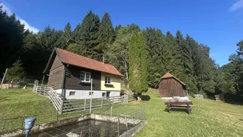 Expose RARITÄT Nähe Wolfsberg - Häuschen mit Nebengebäuden, Fischteiche und Wildgehege