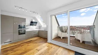 Expose Dachterrassenwohnung mit Weitblick über Wien | PKW-Tiefgarage | Parkausrichtung | 2 Terrassen (28,6m²) | 2 Gehminuten zur U6 | 9 Min. in den 1. Bezirk