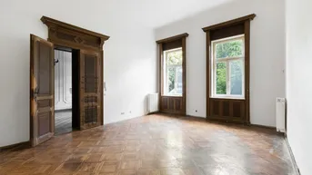 Expose Herrschaftliches Stilaltbauhaus | sanierungsbedürftige 3 Zimmer-Gartenwohnung mit Atrium in Grünruhelage nähe U-Bahn | 4,40m Raumhöhe