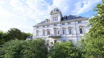 Expose WIENTALBLICK | Lichtdurchflutete Wohnung in der Villa Seutter mit 4,4m Raumhöhe &amp; Blick auf denkmalgeschützte Linde | sanierungsbedürftig | + Gartenoption