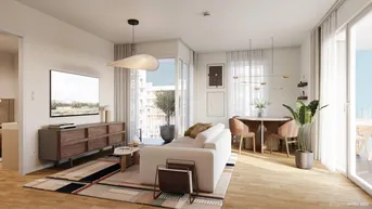 Expose „Village im Dritten – PEAK HOMES“ Provisionsfreie 2-Zimmer Eigentumswohnung mit zwei großen Balkonen (Erstbezug!) Top 63