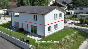 Expose Eine Garten-Wohnung 59 m², mit 3 Zimmer, 13 m² Terrasse und 128 m² Gartenfläche.