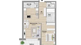 Expose Mehr als nur "2 Zimmer, Küche, Bad". 2-Zimmer Wohnung mit West-Balkon für beste Aussichten