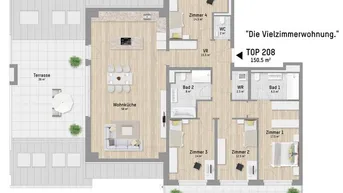 Expose Vielzimmerwohnung für vielseitige Individualisten. 151 m², 5 Zimmer, 2 Terrassen und ganz viel Platz