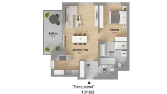 Expose Quadratisch und gut. 2-Zimmer mit Balkon in Bestlage bei der Alten Donau. Schlüsselfertig