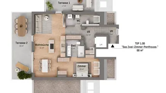 Expose 1210, Langenzersdorfer Straße, In Strebersdorf am Fuße des Bisambergs, 2-Zimmer-Penthouse 