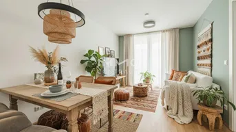 Heller, offener Wohn- und Essbereich mit modernem Design, Holzboden und gemütlicher Atmosphäre.