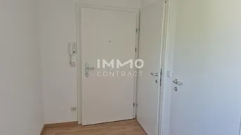 Heller Eingangsbereich mit zwei weißen Türen und hellem Holzfußboden.