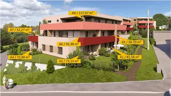 Expose Lichtdurchflutete Eck-Gartenwohnung in den STADTTERRASSEN PEUERBACH - provisionsfrei! ** JETZT FRÜHKÄUFER-RABATT!**