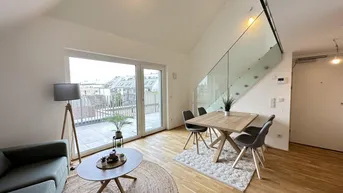 Expose Traumhafte Erstbezugs-Maisonette mit Galerie, großer Terrasse und Weitblick nahe Kagraner Platz! Hochmoderne Ausstattung und Küche inkludiert!