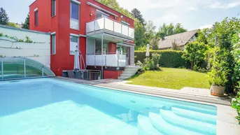 Expose Graz - Waltendorf: Exklusives Architektenhaus in erhöhter Stadtrandlage mit Salzwasserpool und Ausblick