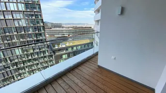 Expose BelView Apartments: top-moderne 2-Zimmer-Wohnung mit West-Freifläche im 15. OG zu mieten in 1100 Wien