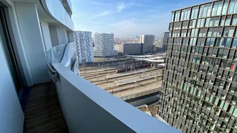 Expose BelView Apartments: großzügige 2-Zimmer-Wohnung mit West-Balkon im 17. OG zu mieten in 1100 Wien