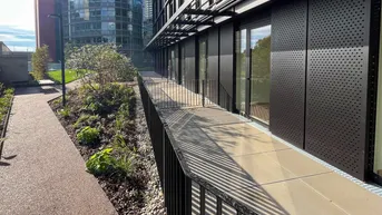 Expose Erstbezug in den DC Flats: 1,5-Zimmer Erdgeschoßwohnung mit Terrasse – zu mieten in 1220 Wien