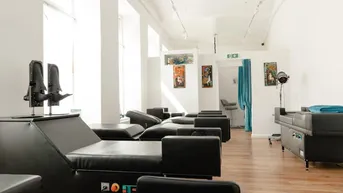 Expose Gut eingeführter Gesundheitssalon mit Shape Line - Konzept - abzugeben
