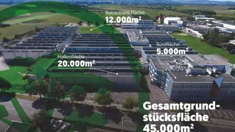 Expose 17.000 m2 Hallenkomplex- 2 x 1000 m2 Halle -ausweitbar auf 4000 m2 und 377m2 Büro im Loft und 190m2 Bür im EGfrei