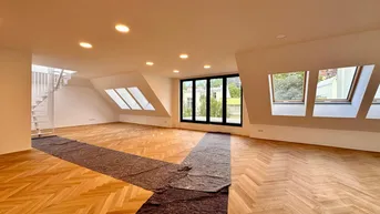 Expose Wirklich sehenswert! Ruhige gartenseitige 181 m² Dachgeschoßwohnung auf einer Ebene mit Terrasse auf Wohnebene+100 m² Gründachterrasse