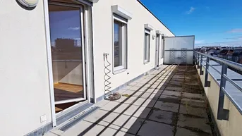 Expose HOLBEINGASSE, UNBEFRISTET, klimatisiertes 63 m2 Dachgeschoß mit 33 m2 Terrasse, Wohnküche, 2 Zimmer, Wannenbad, Parketten