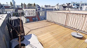 Expose UNBEFRISTET, DACHGESCHOSS, 87 m2 Maisonette mit 16 m2 Terrasse, 2 Zimmer, Wohnküche, Wannenbad, Parketten, Biedergasse, gefördert