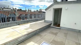 Expose BOTSCHAFTSVIERTEL, ERSTBEZUG, klimatisiertes 77 m2 Dachgeschoss mit 35 m2 Terrasse, Wohnküche, Schlafzimmer, Salesianergasse