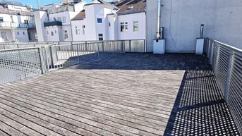 Expose TERRASSENHIT, U3-Nähe, 61 m2 Neubau mit 80 m2 Terrasse, Wohnküche, 1 Zimmer, Duschbad, Parketten, Lorystraße