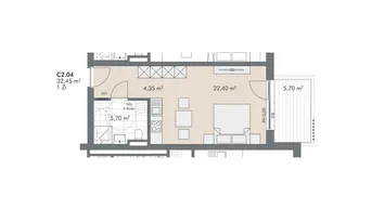 Expose 1-Zimmer Wohnung mit Balkon für Anleger und Eigennutzer (Top C2.04)