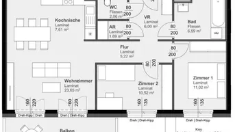 Expose Zentrumsnahe 3 Zimmerwohnung mit Balkon in INNENHOFLAGE