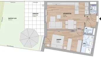 Expose Anlegerhit: 2-Zimmer-Wohnung mit Garten - Top 4.05