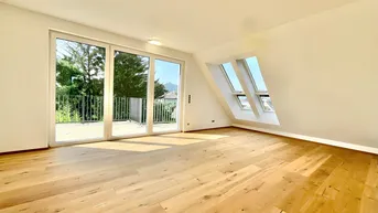 Expose ERSTBEZUG - Moderne Dachgeschosswohnung - ca. 64m² NFL - 2 Zimmer - Klima - Garage (optional) - 2 Terrassen - Grünruhelage