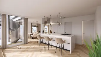 Expose Provisionsfrei - PENTHOUSE - 360° BLICK - ca. 168m² gew. NFL - 3 bis 4 Zimmer - 2 Bäder - ca. 31m² Terrasse auf Wohnebene - Lift auf die ca. 90m² Dach-Terrasse - hochwertige Ausstattung - Neubauprojekt - Fertigstellung Q3-2025