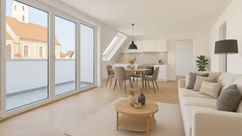Expose HISTORISCHER AUSBLICK - ERSTBEZUG - ca. 63 m² WFL - 2 Zimmer - Terrasse