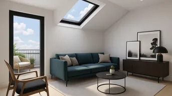 Expose ERSTBEZUG NÄCHST WEINBERGEN UND SKYLINE - Dachgeschoss - 3 Zimmer - ca. 71 m² - Balkon