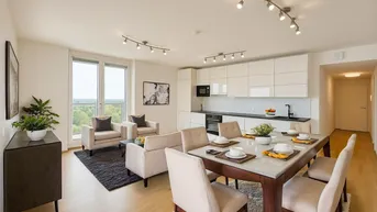 Expose ÜBER DEN WOLKEN - 20. Stock - ca. 90,34 m² gew. NFL - 3 Zimmer - ca. 23,41m² Freifläche - hochwertige Ausstattung - U-Bahn Nähe