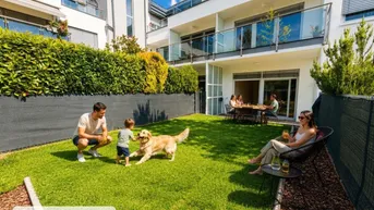 Expose  WOHNEN wie im HAUS! Exklusive 4-Zimmer-Maisonette mit Eigengarten, Terrasse, Balkon &amp; Garage - ca. 142 m² NFL