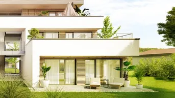 Expose Genießen pur: Gartenwohnung mit Terrasse in sonniger Ruhelage - 3 Zimmer Erstbezug 
