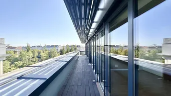 Expose Luxus-Penthouse in der Besten Lage von Wien mit Dachterrasse &amp; Panorama-Terrasse von ca. 110 m² | Beste Aussicht &amp; direkt am Wasser ++ Panoramafenster ++ City View ++ 