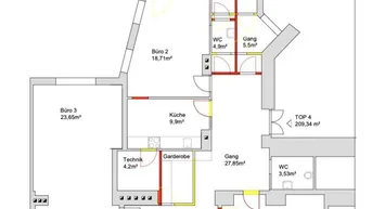 Expose 1. BEZIRK: Büro mit 5 Räumen im 1. Obergeschoss