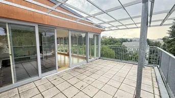 Expose Klimatisierte Terrassenwohnung mit zwei Terrassen mit Ausblick auf das Schloss Schönbrunn und Steinhofkirche sowie opt. Stellplatz!