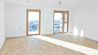 Expose Sonnwendviertel: 1-Zimmer-Wohnung mit Balkon im 19. OG – Fitnessraum, Co-Working &amp; Rooftop-Terrasse inklusive!
