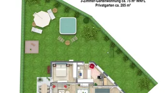 Expose Erstbezug: Traumhafte, moderne 3-Zimmer-Gartenwohnung mit 285m² Eigengarten!