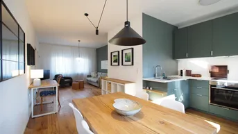 Expose Moderne, voll möblierte 2 Zimmer Designerwohnung mit Parkplatz, Terrasse und kleinem Garten in Graz Jakomini- Wohnen auf Zeit, Kurzzeitmiete möglich, all inclusive Miete!