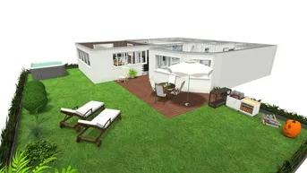 Expose Bester Outdoor- und Wohlfühl Faktor auf der über 50m² großen Garten- und Sonnen Terrasse