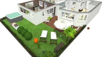 Expose Bester Outdoor- und Wohlfühl Faktor auf der über 50m² großen Garten- und Sonnen Terrasse