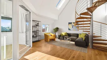 Expose Exklusiv und außergewöhnlich: Dachgeschoss-Wohnung mit Turm-Loggia